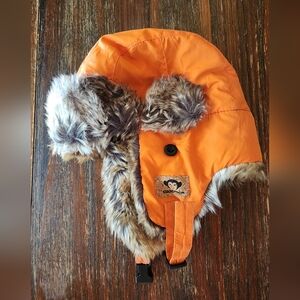 Appaman Orange Winter Hat Flaps Faux Fur